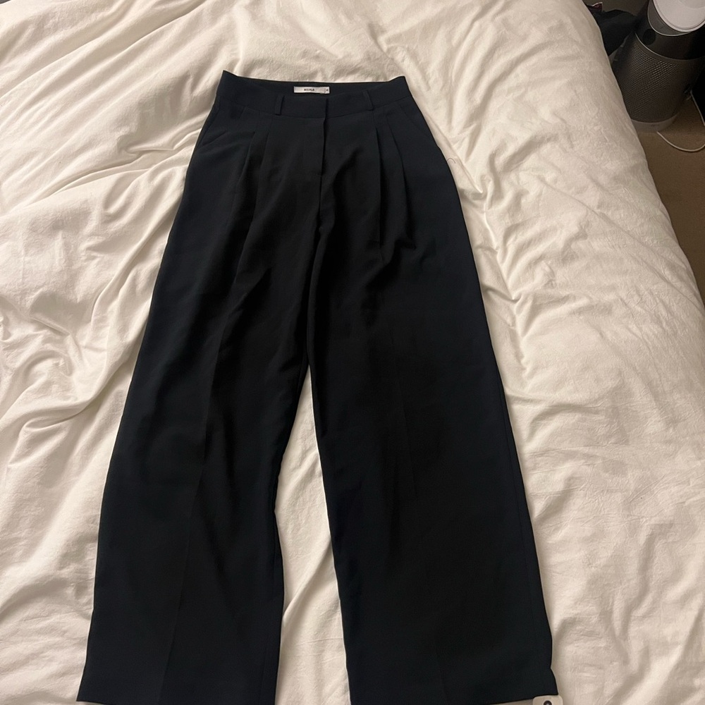 navy high waisted Wide-Leg Trousers